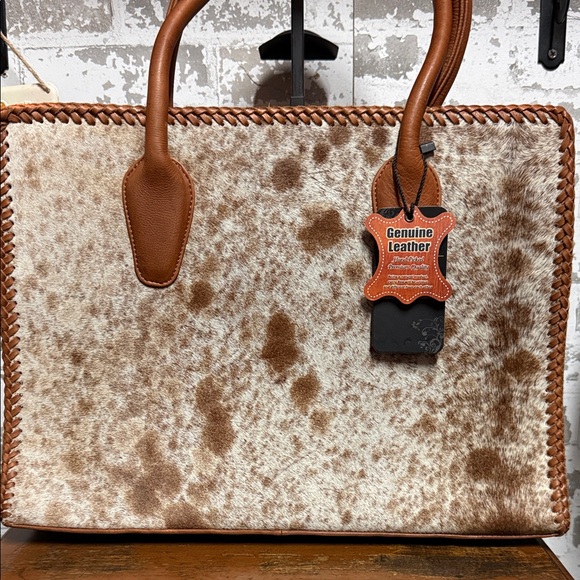 American Darling Handbags - American Darling Brown and Cream Speckled Cowhide Tote